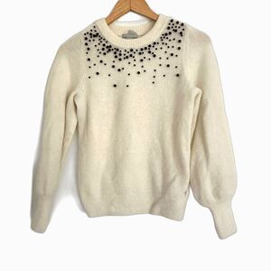 H&M Sweater with Beaded Pearls Cream Size S